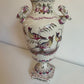 19th Century Hand-painted Vase with Bird and Flower Motif