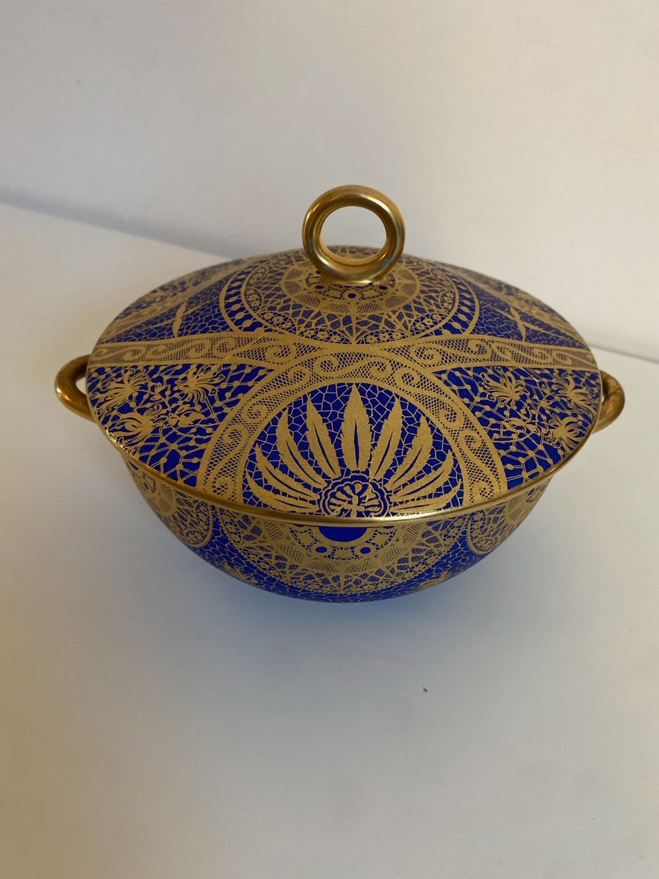 Limoges Gold and Blue Jewellery Bowl