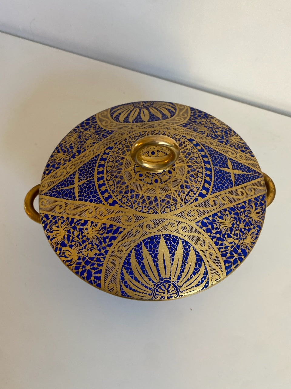 Limoges Gold and Blue Jewellery Bowl