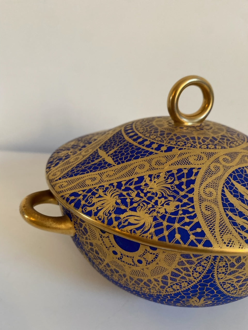 Limoges Gold and Blue Jewellery Bowl