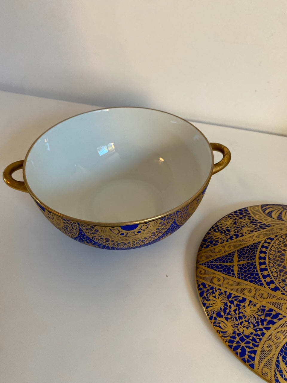 Limoges Gold and Blue Jewellery Bowl