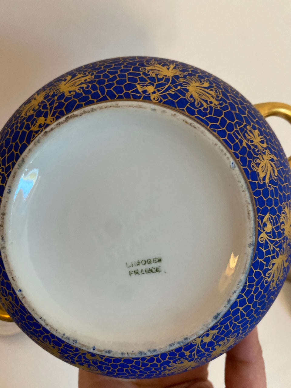 Limoges Gold and Blue Jewellery Bowl