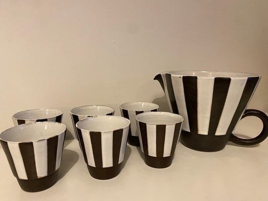 1950s "Pichet en terre cuite" Striped Coffee Cup Set