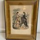 1872 "La Mode Illustrée" Framed Etching of Two Women and Baby