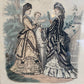 1872 "La Mode Illustrée" Framed Etching of Two Women and Baby