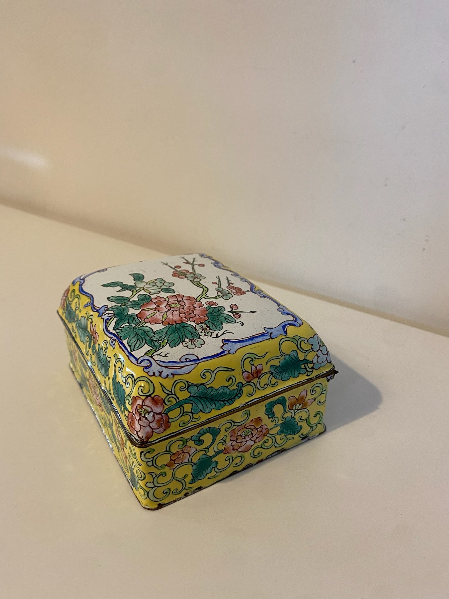 Hand-painted Chinese-inspired Enamel Jewellery Box