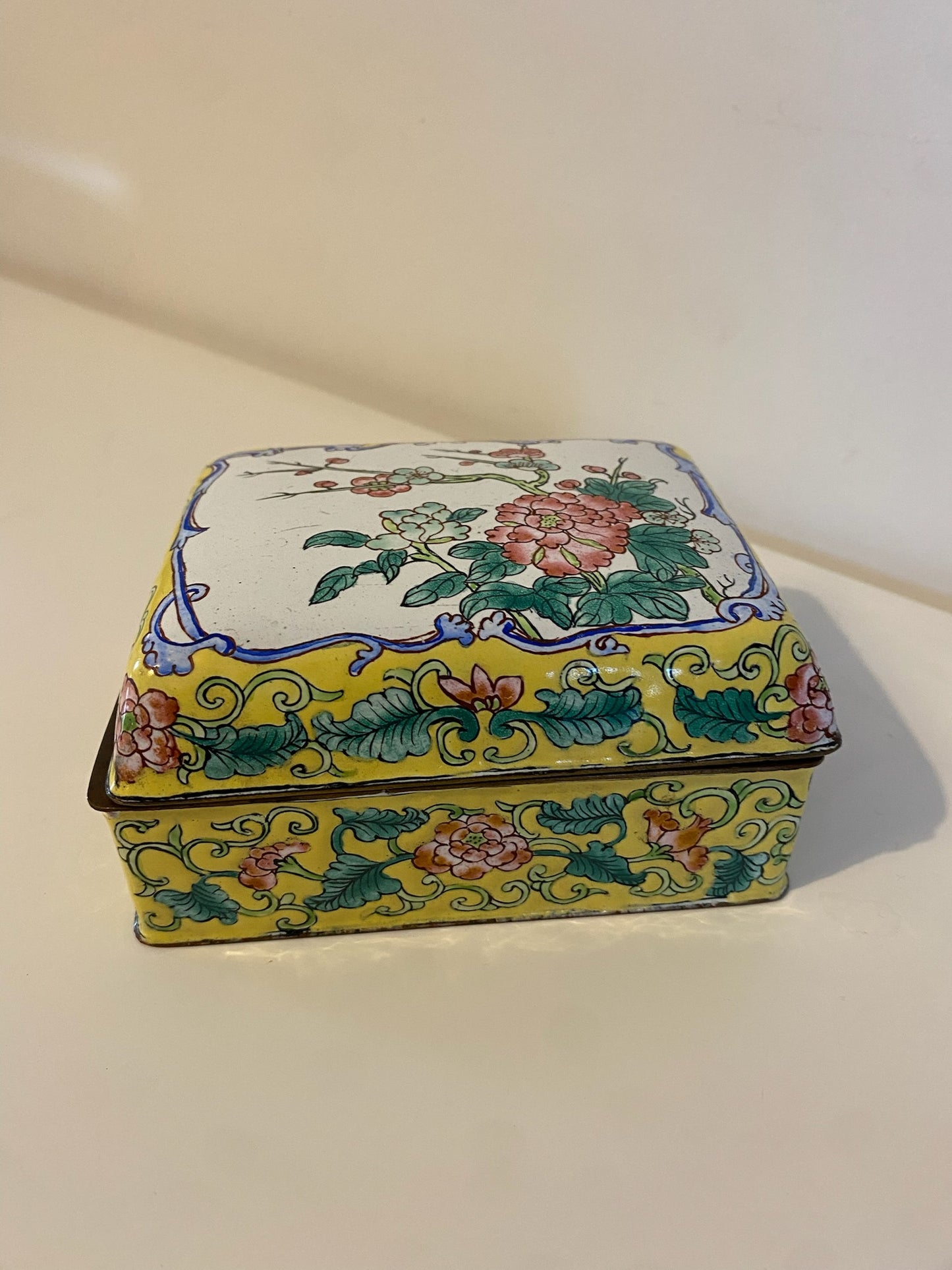 Hand-painted Chinese-inspired Enamel Jewellery Box