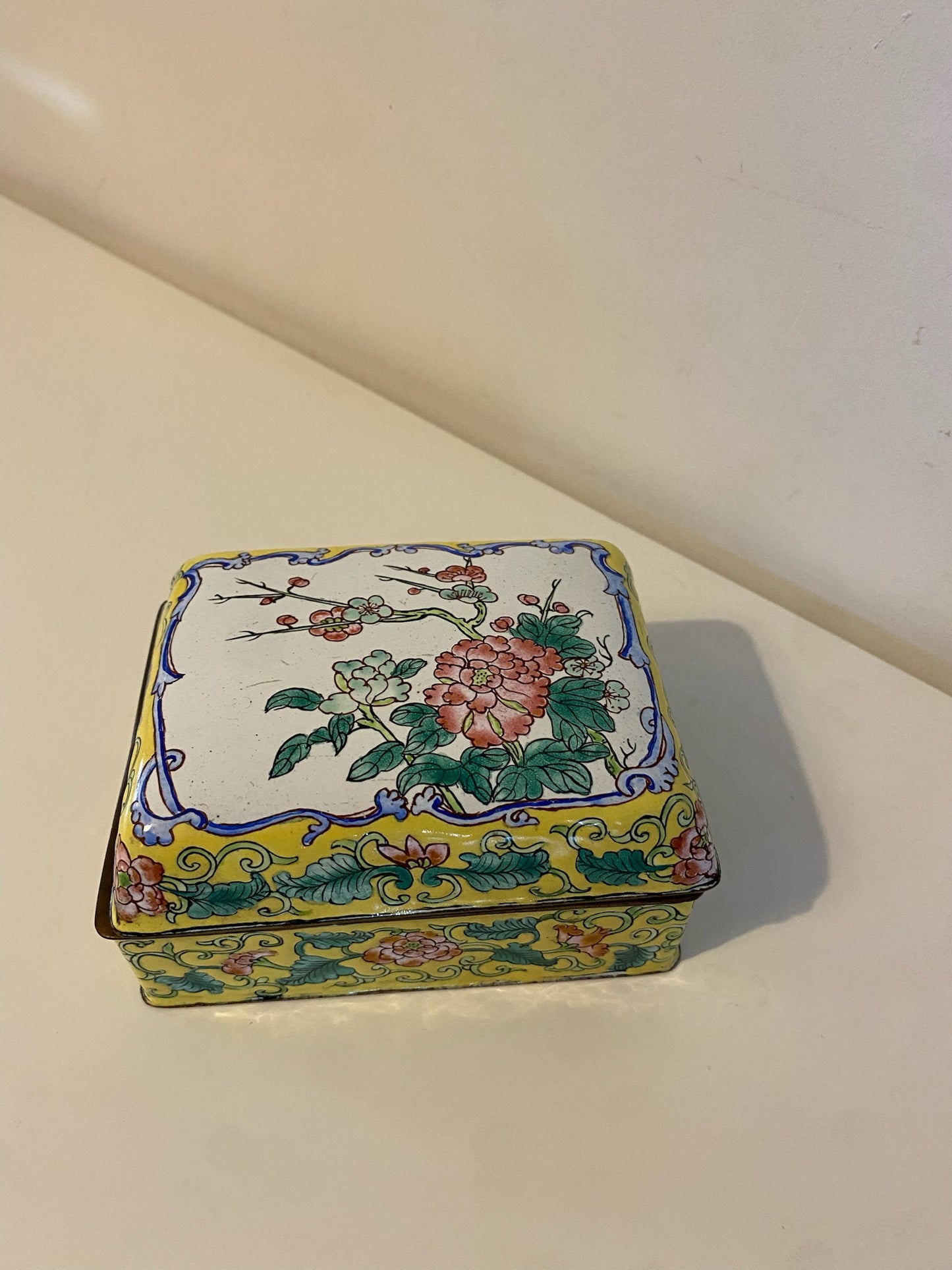 Hand-painted Chinese-inspired Enamel Jewellery Box