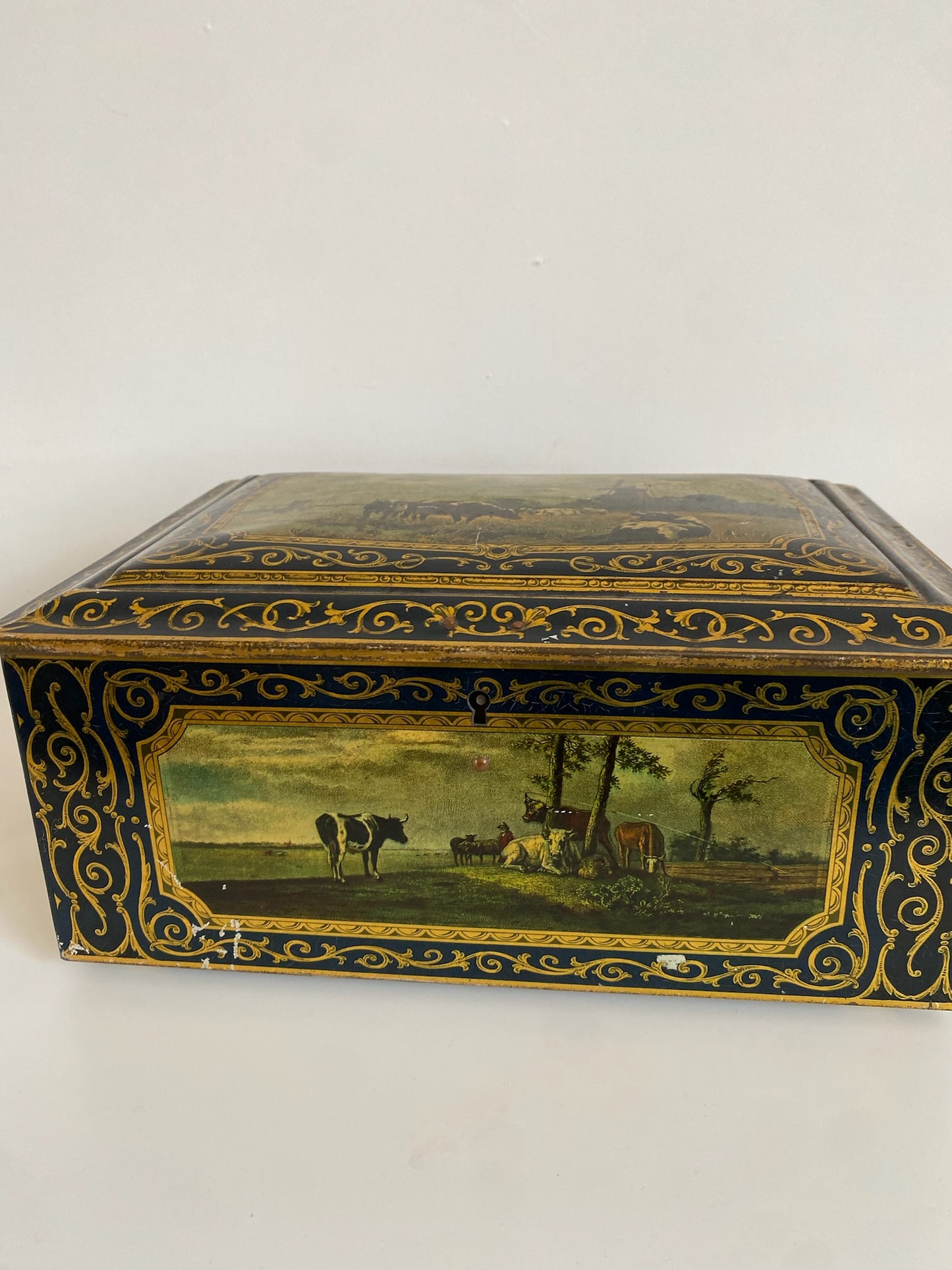 1960s Intricate Countryside Tin Box