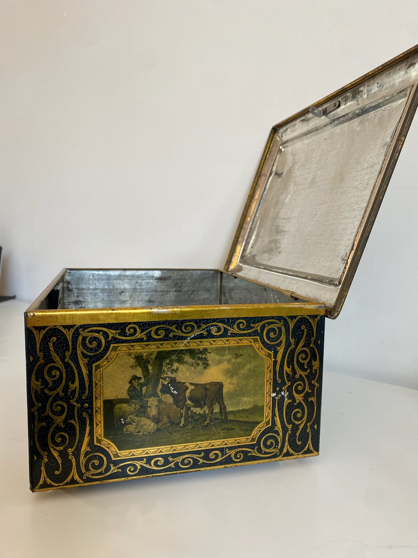 1960s Intricate Countryside Tin Box