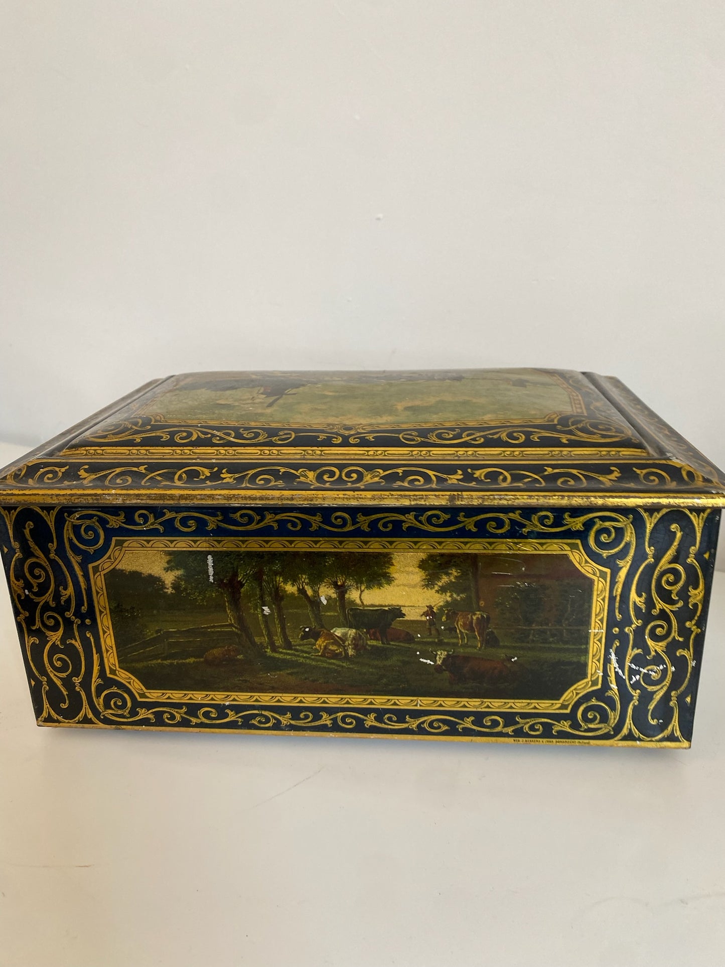 1960s Intricate Countryside Tin Box