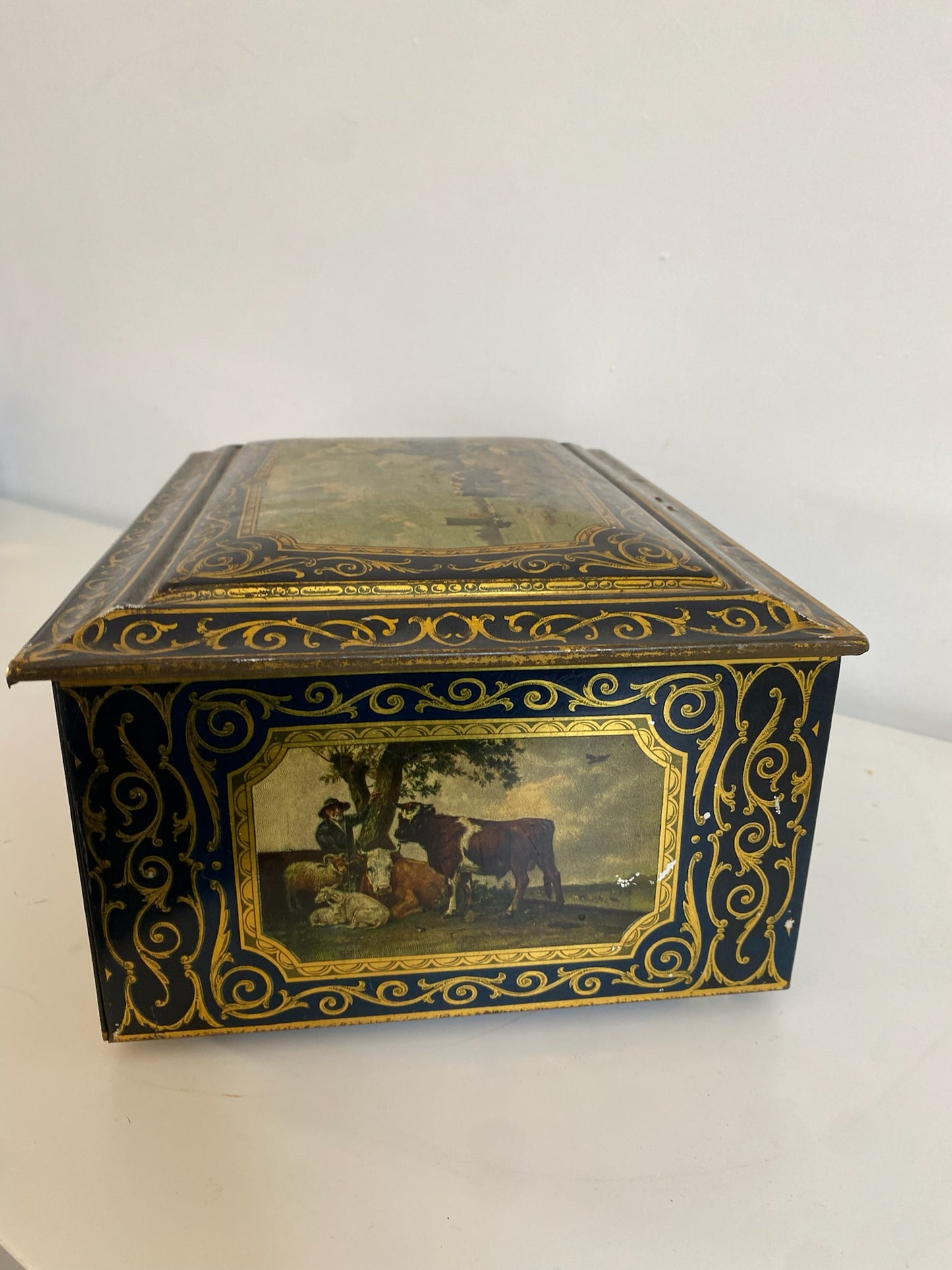 1960s Intricate Countryside Tin Box