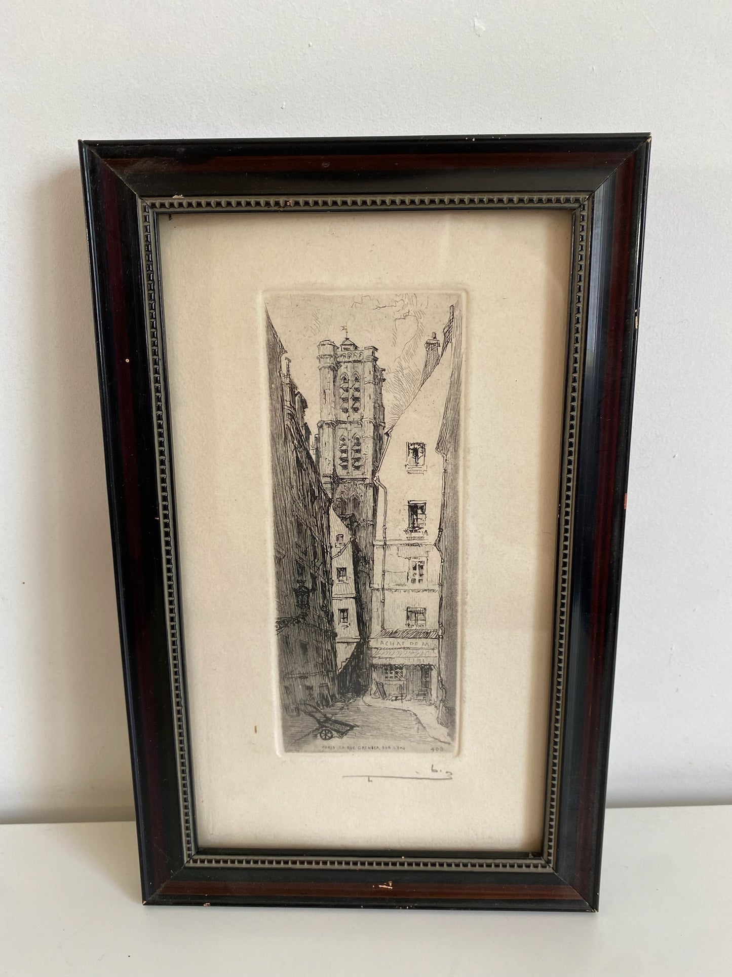 5 Framed Etchings of Old Paris