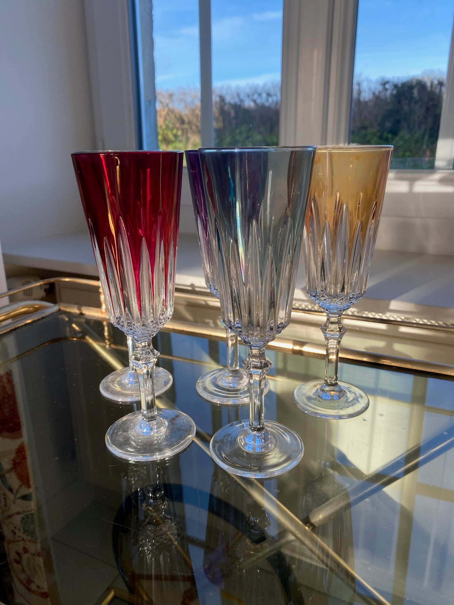 Set of 5 Saint Louis-Inspired Wine Glasses