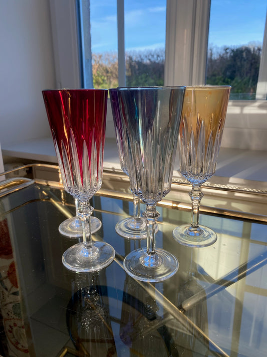 Set of 5 Saint Louis-Inspired Wine Glasses