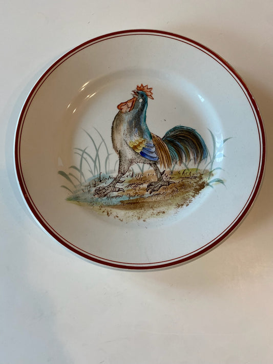 Set of 12 Hand-painted Vintage Rooster Plates