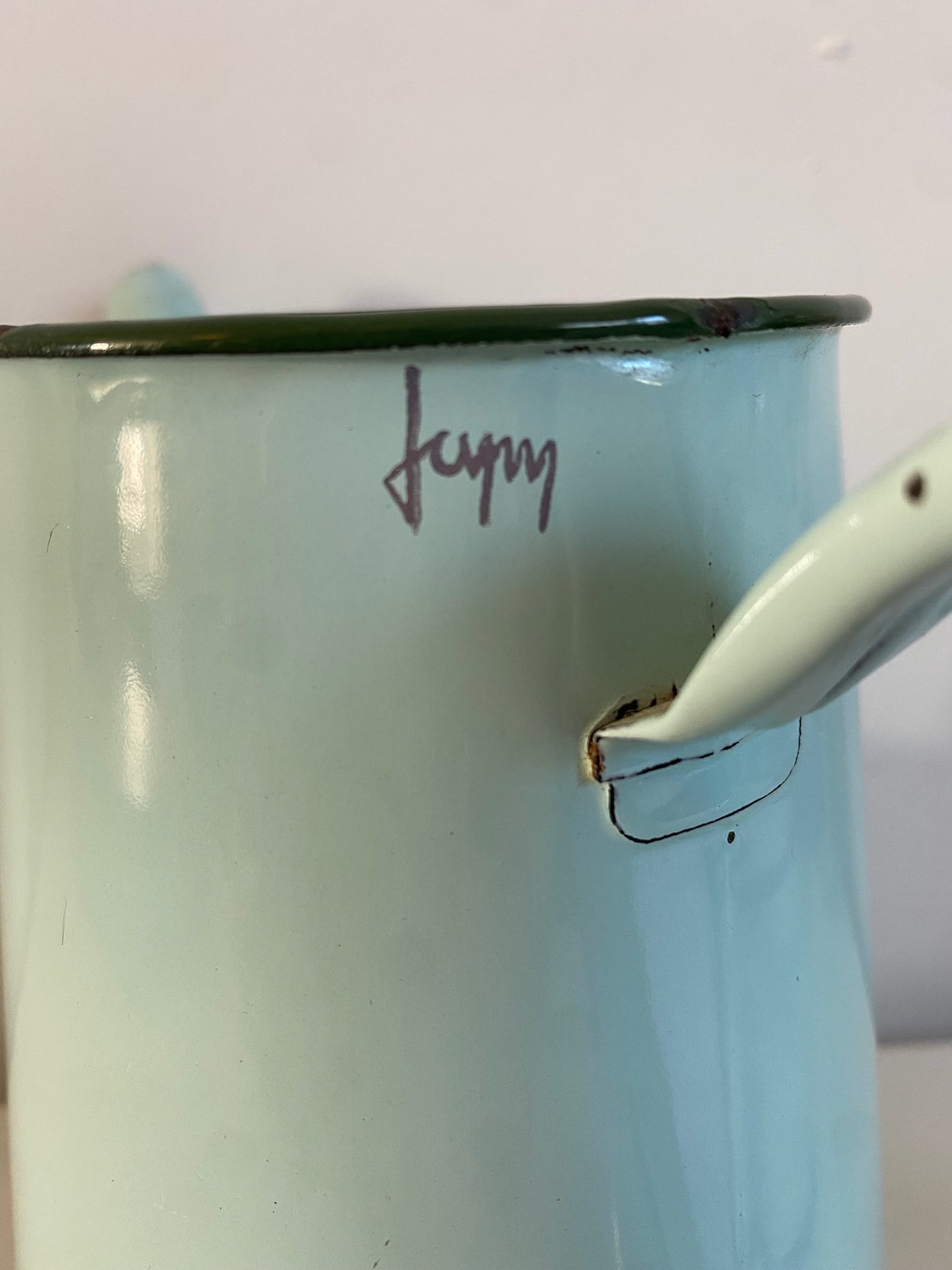 Vintage Mint Green Enamel Cafetière