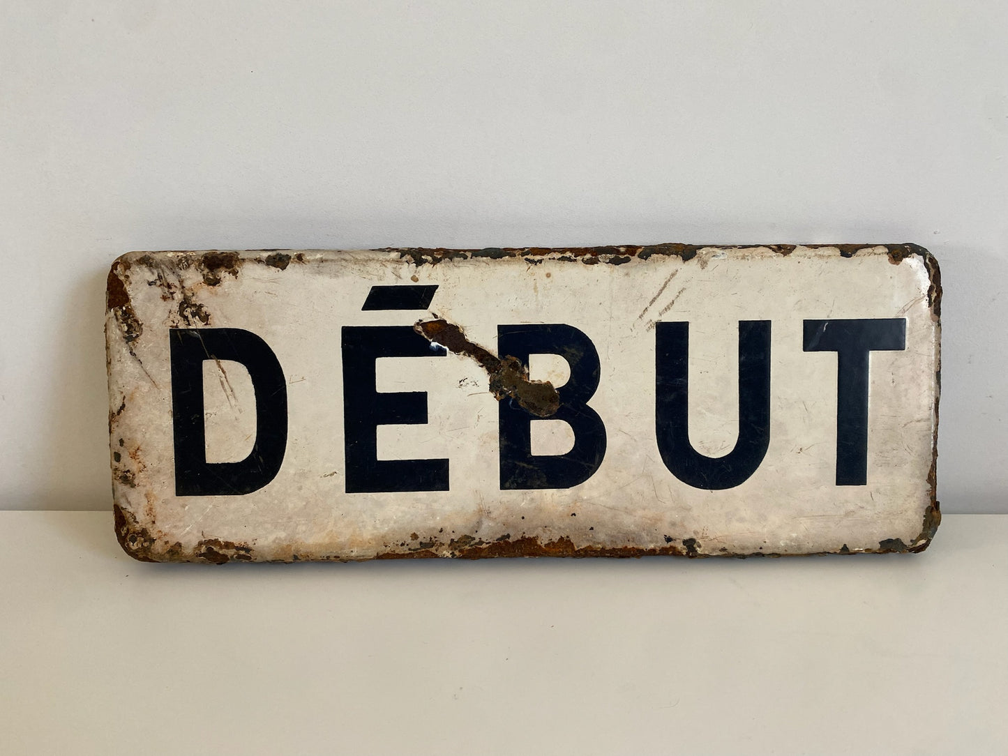 1920s Pre-War Original Enamel SNCF Train "Début" Signage