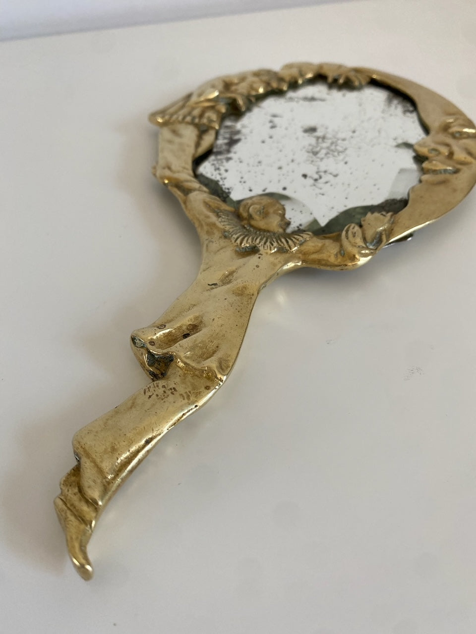 19th Century "Columbine Pierrot et la Lune" Bronze-Framed Mirror