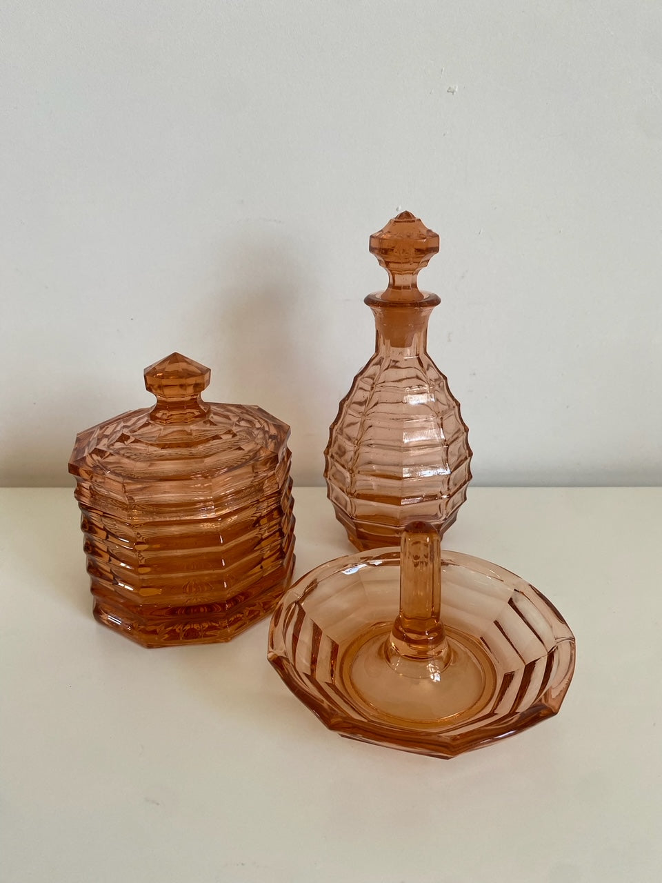 "Ensemble de toilette" Rose-Coloured Complete Glass Set